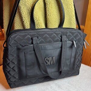 Steve Madden Black Quilted Laptop Tote Work Bag Zippered
